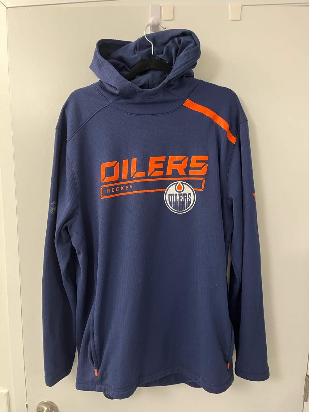 Fanatics Edmonton Oilers Navy and Orange Pullover Hoodie Men's XL